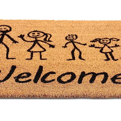 Relaxdays Coir Doormat, 80% coconut 20% plastic, Natural/Black, 40 x 60 cm