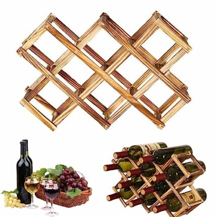 Wood Wine Rack Storage,3/6/10 Slots Foldable Free Standing Wine Bottle Holder,Wine Bottle Stand Holder Display Shelf for Home Kitchen Bar Cabinet