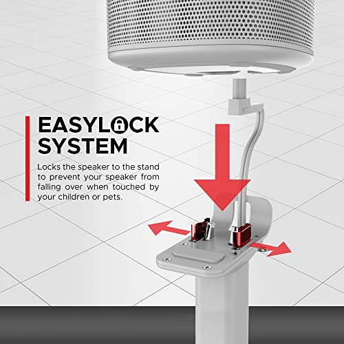 2 x Soundbass ONE Floor Stand, White, Compatible with Sonos ONE, ONE SL & Play:1, Full Hardware Kit Included, Designed in The UK