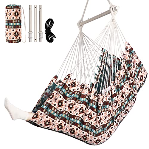 Chihee Hammock Chair Swing Chair Strong Metal Collapsible Spreader Bar Portable Hanging Chair Max 330 lbs Comfy Seat Patio Lawn Chair Cotton Blen