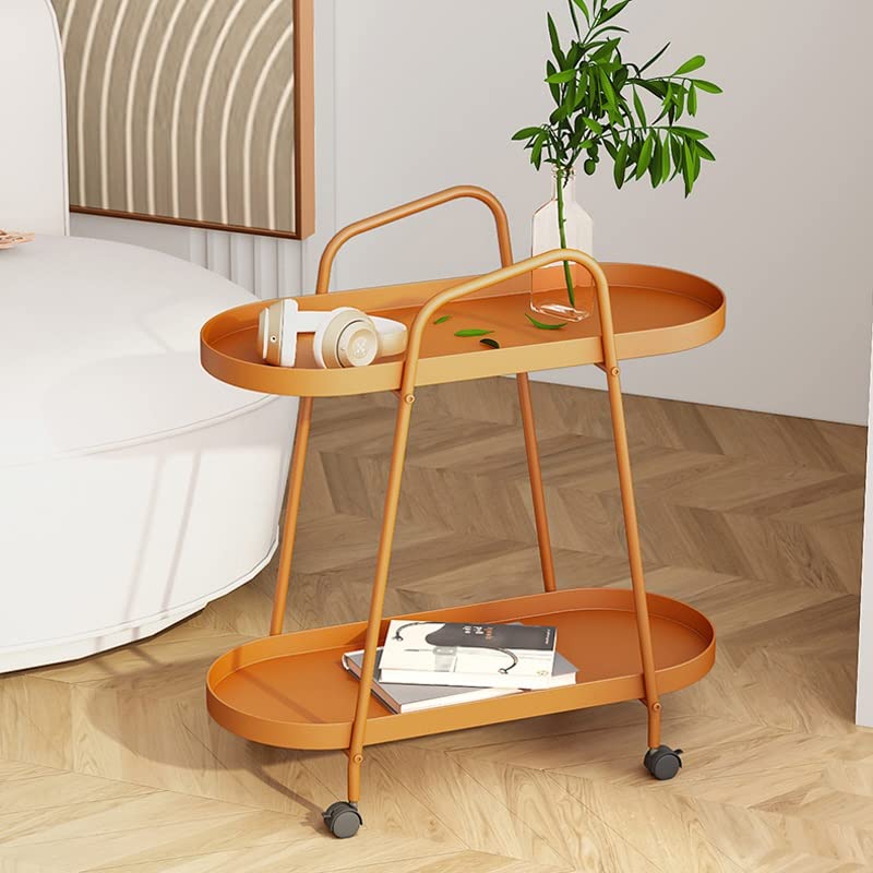 JJZXD Wheeled Trolley Side Cabinet Mobile Coffee Table Living Room Sofa Small Bedside Table Office Balcony Outdoor Furniture (Color : White-space