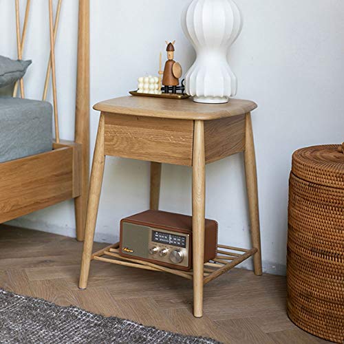 JYDQM Fashion Nightstands White Oak Bedside Table Northern European Solid Wood Small Sized Cabinet Minimalist