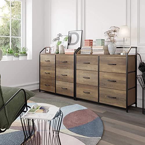 N/A Fabric Chest Of 6 Drawers Cabinet Wood Top Storage Tower Closet Metal Stand