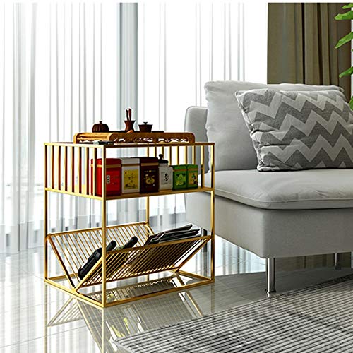 JYDQM Light Wrought Iron Bedside Table Nordic Simple Glass Side Cabinet Bedroom Storage Cabinet Metal Corner Cabinet