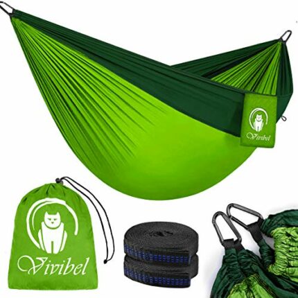 Vivibel portable hammock,travel camping hammock,load-bearing300kg,275x140cm, breathable and quick-drying nylon parachute material, 2 x carabiner,