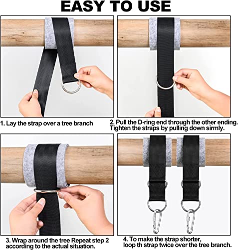 Guihumz Swing attachment, hammock hanging chair attachment set made of tear-resistant polyester with 2 tree protection pads and 2 premium carabin