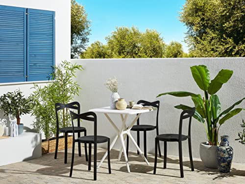 Modern Garden Dining Set Synthetic 4 Stacking Chairs Black Sersale/Camogli