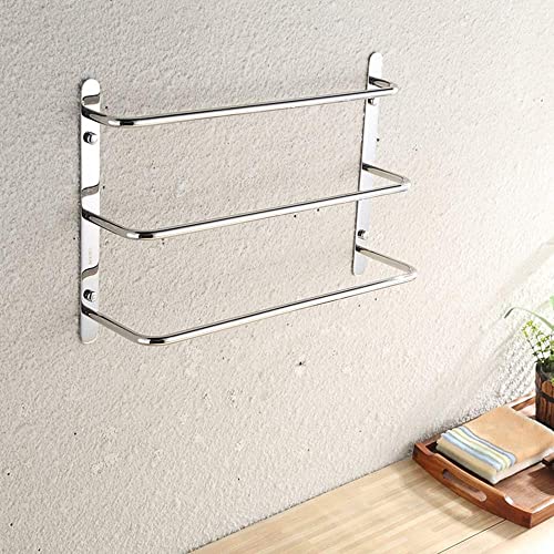bathroom towel rack Towel Rail Chrome 304 Stainless Steel Heavy Duty Towel Bar Wall Mounted Towel Holder with 3 Rod Storage Rack for Bathroom Kit