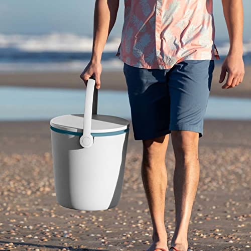 Keter Go Bar 4.2 Gallon Beer and Wine Cooler with Handle and Pop Up Outdoor Table - Perfect for Your Patio, Picnic, and Beach Accessories, Teal