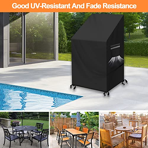 Patio Stacking Chair Cover, 2pcs Outdoor Garden Chair Covers, Heavy Duty 210D Oxford Fabric Patio Chair Cover Waterproof Breathable Windproof Ant