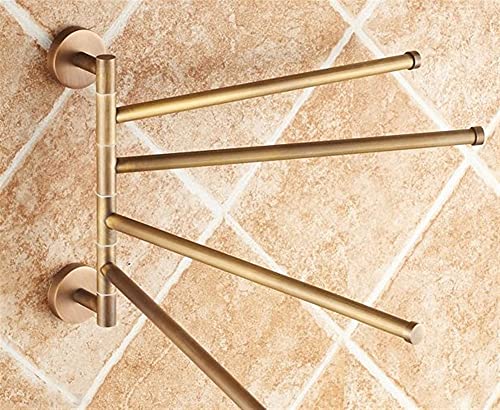 HIGOH Towel Racks, Towel Rail for Bathroom,Antique Brass 4 Layer Activities Towel Bar Holder,180 Degree Rotation Wall Bathroom Accessories Hanger