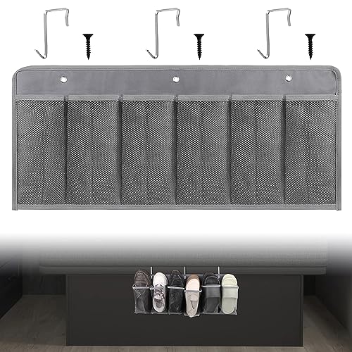 RVZONE RV Shoe Pockets 6 Large Pockets Heavy Hanging Bedside Storage Organizer with Sturdy Hooks Storage Pockets Hangs on bed for Shoes Toys and