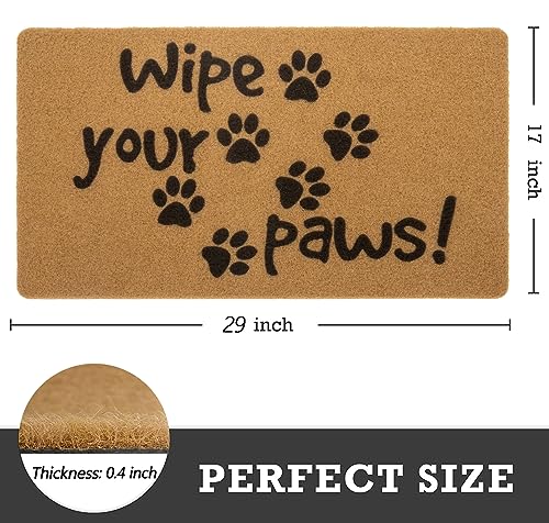MUGANYI Natural Coir Rubber Welcome Doormat - Easy Clean Non-Slip Front Door Mat for Indoor or Outdoor Entrance 17" x 29", Letter Footprint Patte