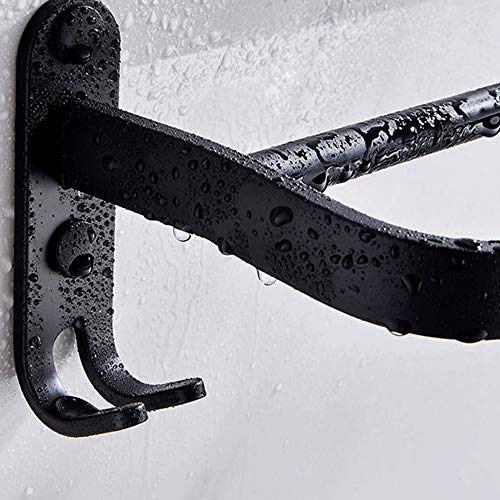 RSOCHS Towel Rack Wall-mounted Towel Rack, Bathroom Aluminum Black Towel Rail Track Matte Black Towel Rack