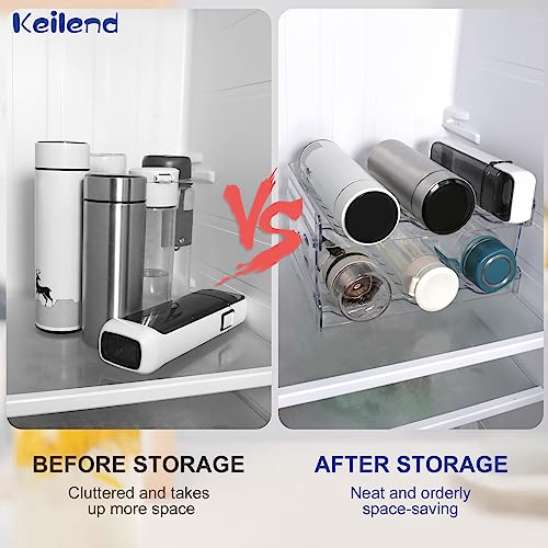 keilend 4 Pack Water Bottle Storage Organizer Rack, Water Bottle Storage Holder for Cupboard and Pantry Storage, Stackable Bottle Stand for Drink