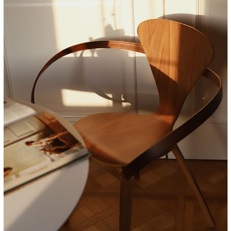 maozi Solid Wood Accent Dining Chair Armchair Ribbon Shaped Design Art Chair Backrest Home Furniture