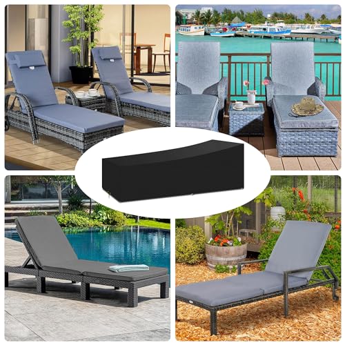 Funshot Garden Sunbed Lounger Cover with Air Vent, Waterproof, Windproof, Anti-UV, Heavy Duty Rip Proof 420D Oxford 220x80x35/55cm Fabric Outdoor