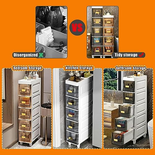 Narrow Dresser Storage Tower Stand, Bathroom Storage Cabinet Organizer, Bathroom Floor Cabinet Storage Cabinet with Drawers, Drawer Storage Tower