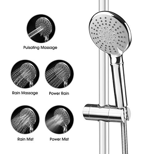 ASTOTSELL Shower Head Kit with Hose and Showerhead Holder Bracket, Fixed Handheld Shower Universal Fitting with Adjustable 5 Sprays Modes for Sli