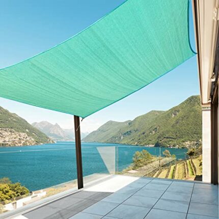 Amagenix Sun Shade Sails Canopy, Turquoise Rectangle Outdoor Shade Canopy 8' X 10' UV Block Canopy for Outdoor Patio Garden Backyard