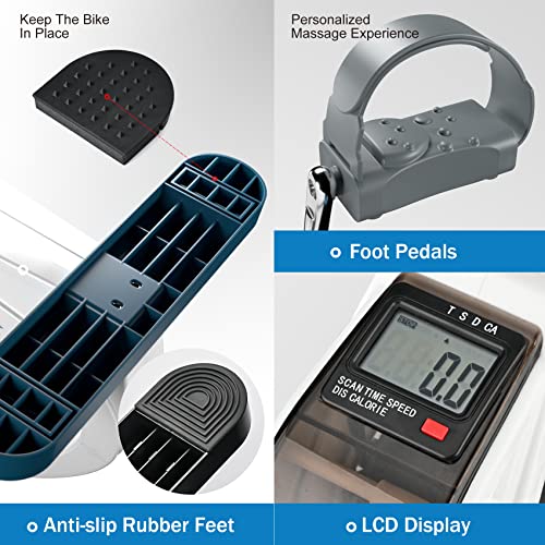 TECHMOO Under Desk Bike Pedal Exerciser Portable Mini Home Exercise Bike with 5LBS Flywheel Sitting Peddler Exerciser for Seniors Legs and Arms T