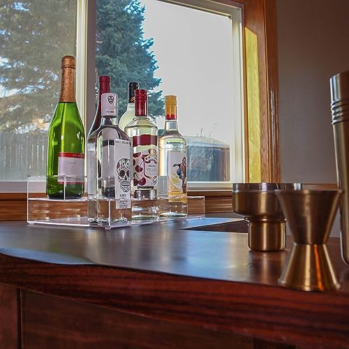 Lot45 Syrup Dispenser Coffee Bar Organizer - 2-Tiered Clear Acrylic Syrup Bottle Holder - Liquor Bottle Display Shelf - Countertop Barista Coffee