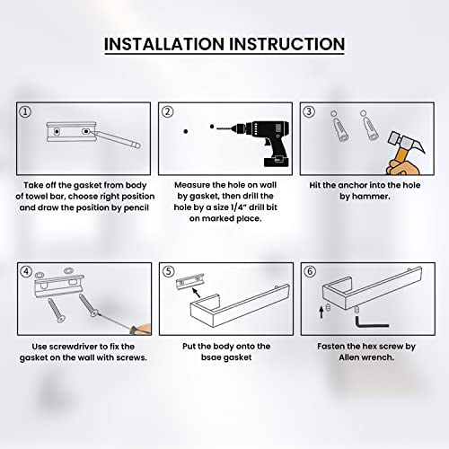EXCELLING UK Elegant Functional Towel Holder, Sleek Bathroom Accessory - Bath Towel Rail Wall Mounted - Easily Installed & Keeps Towels Organized