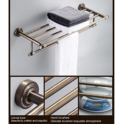 HIGOH Towel Racks,Bathroom Towel Rack Wall Mounted Towel Holder,All Copper Towel Rack,Bronze Bathroom Rack,Wall-Mounted Hardware European Retro B