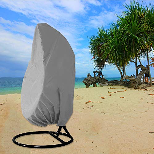 Patio Hanging Chair Cover 210D Oxford Fabric Heavy Duty Waterproof Veranda Patio Cocoon Egg Chair Garden Furniture Protective Cover with Elastic
