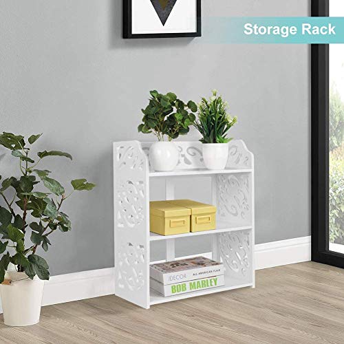 Shoe Rack White Floor Standing 3 Tiers Shoe Rack Bathroom Shelf Modern Carved Shoe Cabinet Storage Rack Organiser Shelf Unit for Entrance Hall Ba