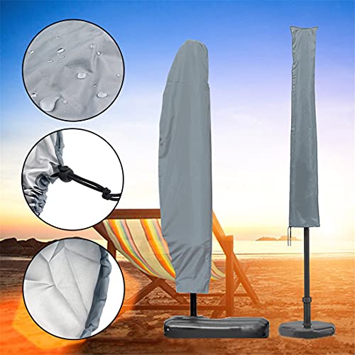 Patio Waterproof Cantilever Umbrella Cover with Sturdy Zipper UV Water Resistant Banana Style Large Umbrella Protector for Garden Yard Market (Gr