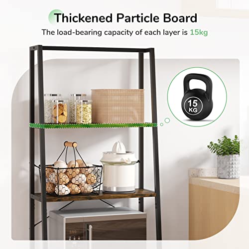 Novilla 4-Tier Large Storage Bookshelf for Living Room, Industrial Ladder Metal Frame Bookcase for Bedroom/Kitchen/Home Office, Adjustable table
