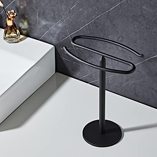Matte Black Hand Towel Holder Stand, Free-Standing Towel Rack, SUS304 Stainless Steel Towel Bar Rack Stand, Tower Bar for Bathroom Kitchen Vanity