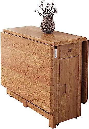 Extendable Dining Kitchen Table, Folding Dining Table, Multifunctional Folding Switch Lock, Round Edges Design, Large-capacity Practical Storage