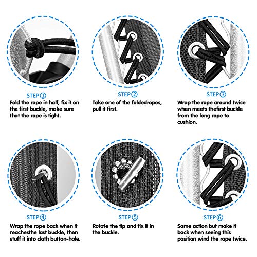 Yiezio Replacement Cords for Zero Gravity Chair(4 Cords), Universal Replacement Laces Zero Gravity Patio Recliner Repair Tool Nylon Stretch Cord