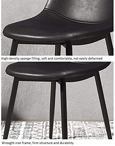 dining chair Retro Lounge Kitchen Chairs Set Of 6 Metal Legs PU Leather Seat for Office Lounge Bars Living Rooms Leisure Areas Cafes (Color : Bla