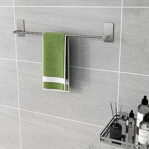 Self Adhesive Single Towel Rail,Stainless Steel Bathroom Towel Holder Tack 40 cm / 15.75 inches,Towel Rails Wall Mounted for Kitchen Bathrooms