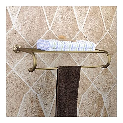 HIGOH Towel Racks,Bathroom Towel Rack Wall Mounted Towel Holder,Wall Mounted Vintage Retro Antique Brass Bathroom Large Towel Rail,Towel Bar Hold