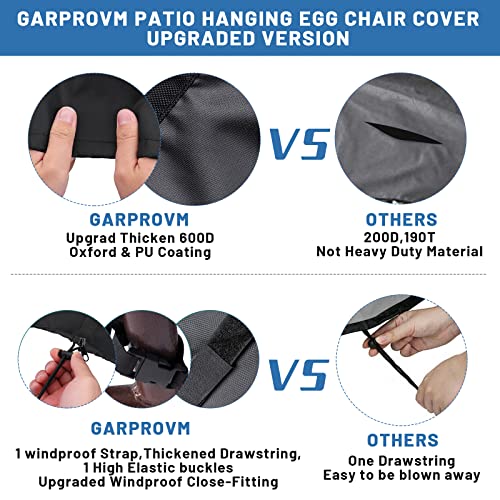 GARPROVM Hanging Chair Protective Cover for Hanging Chair, 600D Polyester Oxford, Waterproof, Anti-UV, Tarpaulin for Hanging Chair, Swing Chair,