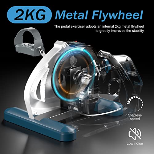 TECHMOO Under Desk Bike Pedal Exerciser Portable Mini Home Exercise Bike with 5LBS Flywheel Sitting Peddler Exerciser for Seniors Legs and Arms T