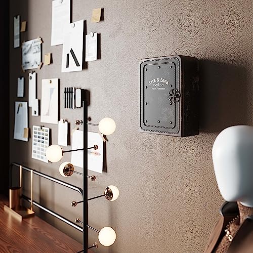 Kare Design Key Box Safe, grey, 31x24x13cm, steel, key cabinet with 6 hooks