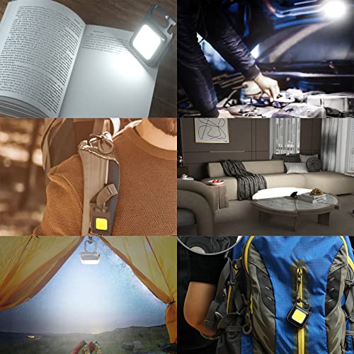 Mini LED Flashlight Torch, COB Rechargeable Keychain Small Flash Light 1000 Lumen, Portable Pocket Light 4 Light Modes Waterproof Keyring Torch f