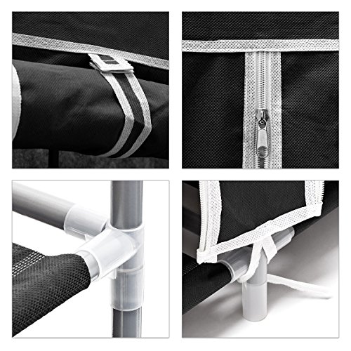 Relaxdays Organising Wardrobe Fits 36 Pairs of Shoes in 3 Colours Storage Solution, Steel, Black, 151 x 60 x 30 cm