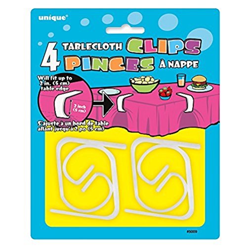 Unique Tablecloth Clips-Pack of 4, White Plastic, 4 Pack
