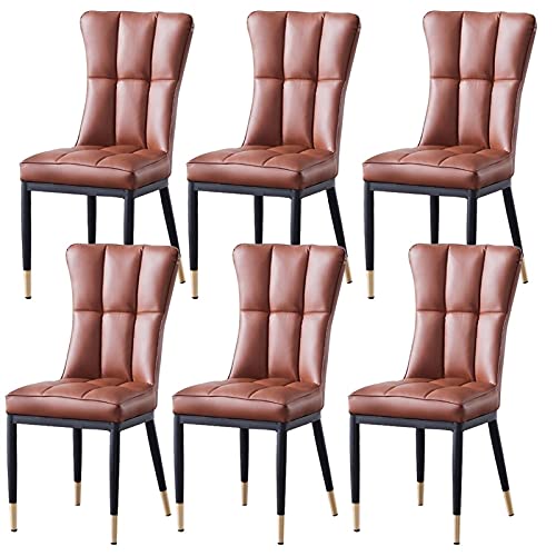 Kitchen Dining Room Furniture Chairs Dining Chairs Set Of 6 Matte PU Leather Upholstered Kitchen Side Chairs Mid Century Modern Metal Leg Living