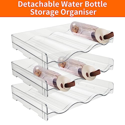 JMIATRY 4 Pack Water Bottle Storage Organiser, Stackable Water Bottle & Wine Storage Holder, Plastic Water Bottle Holder for Cupboard and Kitchen