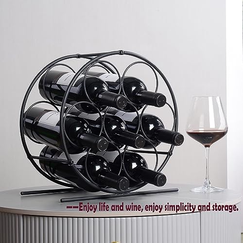 GOSSI Wine Rack Wine Bottle Holders Stands - Black 7 Bottle Metal Stand for White Collar Wine Lovers - Model GOSSI-23035