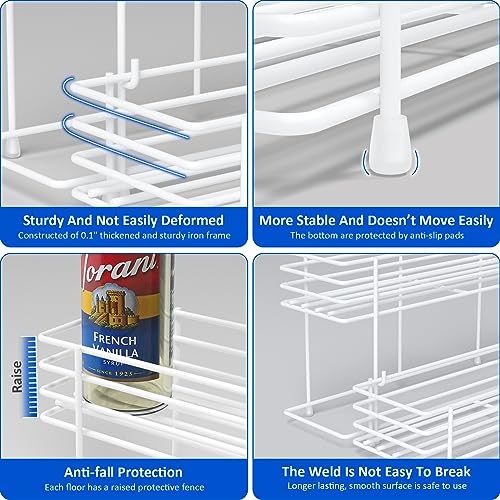 eipizx Coffee Syrup Organizer 2 Tier Syrup Bottle Holder Rack for Coffee Bar 10 Bottles White Wine Bottle Rack Coffee Syrup Stand Shelf for Syrup