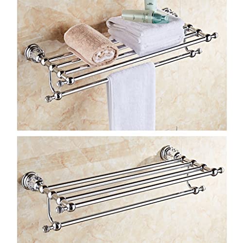 HIGOH Towel Racks,Bathroom Towel Rack Wall Mounted Towel Holder,Towel Rack,Wall Mounted Bathroom Accessories,Crystal Solid Brass Bath Hardware Ch