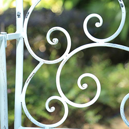 GlamHaus Metal Garden Bench Seat Patio Furniture Foldable Antique Blue Beautiful Shabby Chic Handmade Vintage (Metal Genoa)